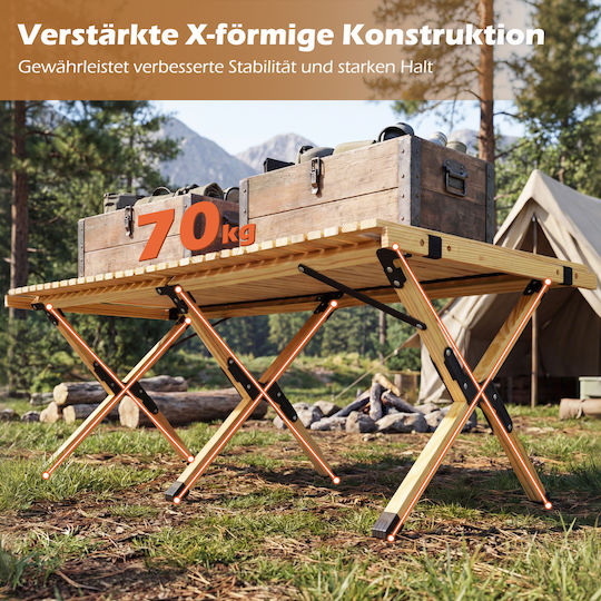 Costway Τραπέζι για Camping Πτυσσόμενο 122x60x45cm