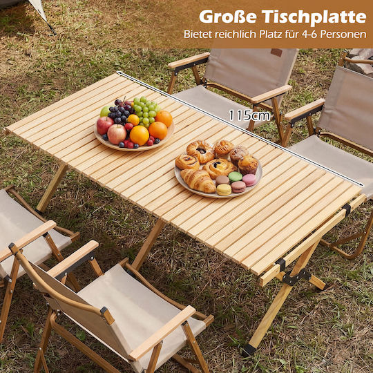 Costway Τραπέζι για Camping Πτυσσόμενο 122x60x45cm