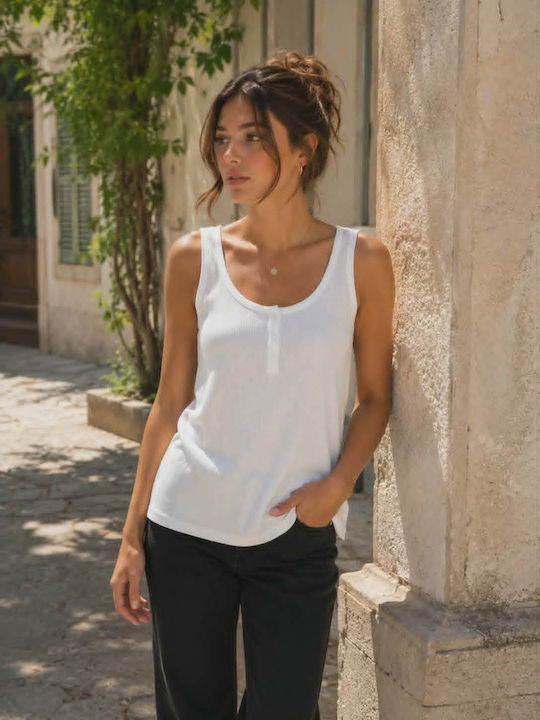 Women's Cotton Sleeveless White Blouse