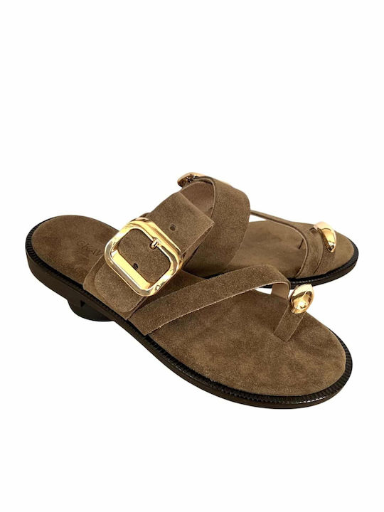 Leather Women's Flat Sandals Rose Gold