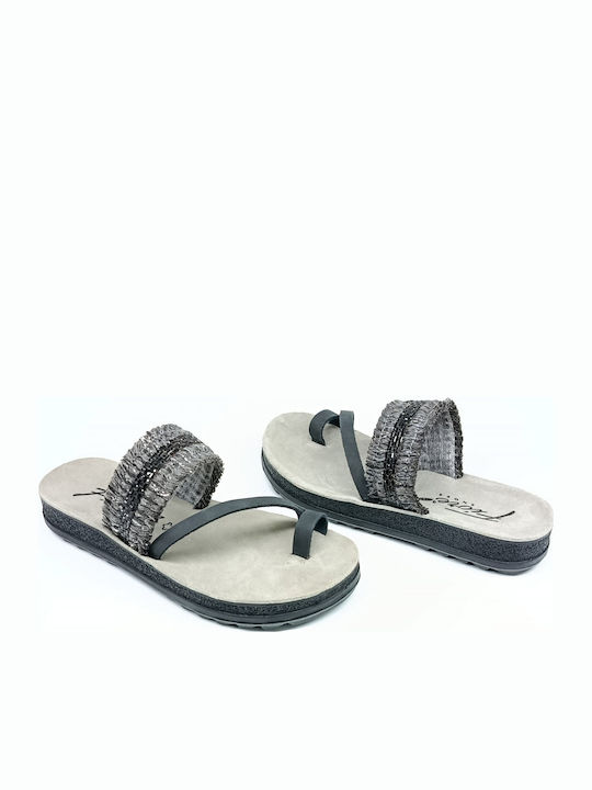 Leather Women's Flat Sandals Black