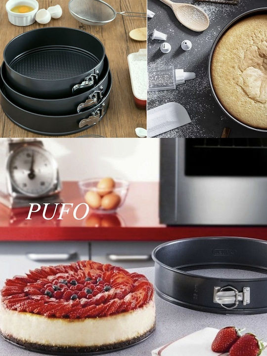 Pufo Backform Für Torte Rund Mit Abnehmbarer Boden 3x3cm 3Stücke