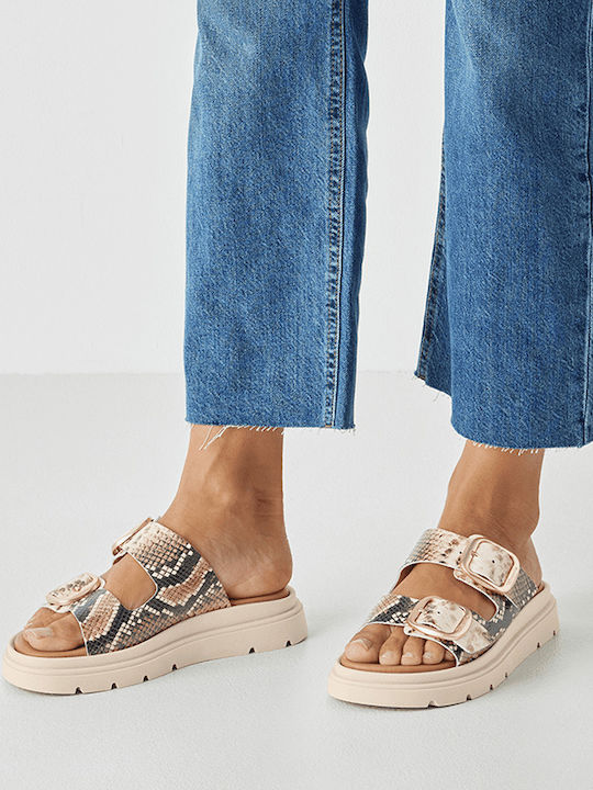 Damen Flache Sandalen Beige