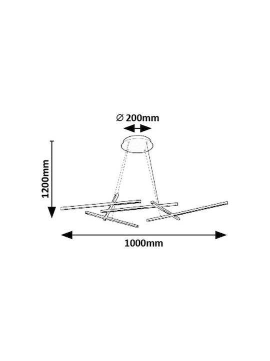 Rabalux Black LED Pendant Ceiling Light with Adjustable White Light 60x60cm