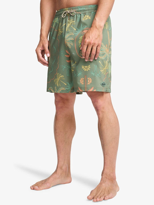 Wasted Times Layback Men's Swimwear Bermuda Green with Patterns