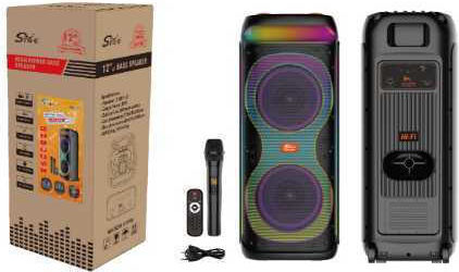 Karaoke Lautsprecher mit Kabelgebundenem Mikrofon und Lichteffekten ZQS12215 160088 Schwarz