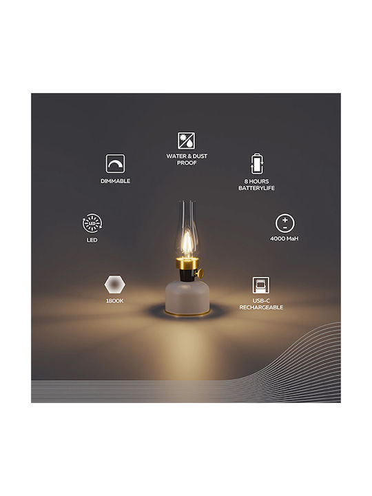 Calex Lampa LED De Masă Pentru Exterior 2.5W Cu Lumină Alb Cald IP54 Bej