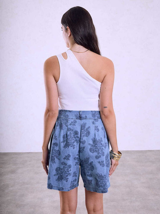 Celestino Damen-Shorts Imprimé Denim Optik Blau Celestino Damen-Shorts Imprimé Denim Optik Blau