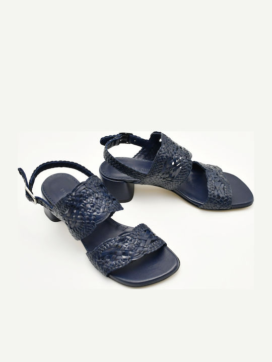 Damen Sandalen Blau Leder