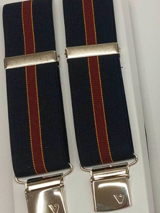 Men's Suspenders Victoria 35mm 4 Clips 63036-691a Blue Bordeaux