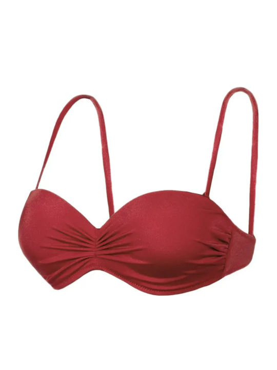 Top De Bikini Fără Bretele Burgundy