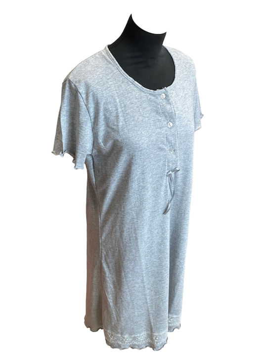 Nina Club Sommerliches Damen-Nachthemd Grau