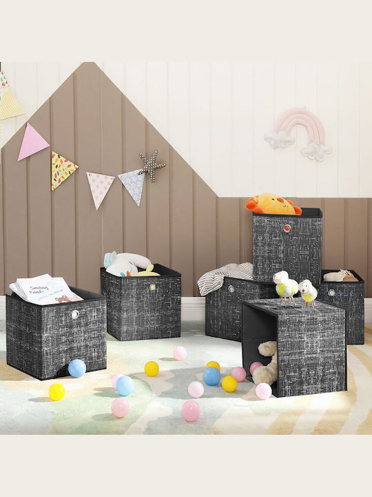 Songmics Fabric Storage Box with Lid Black 30x30x30cm 6pcs