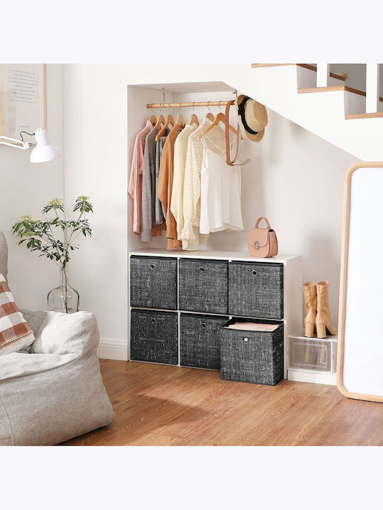 Songmics Fabric Storage Box with Lid Black 30x30x30cm 6pcs