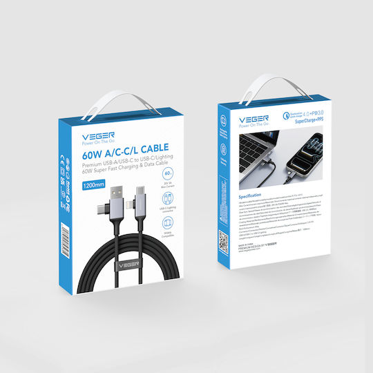 Veger USB to Type-C / Lightning Cable V313