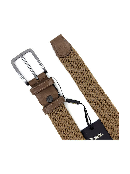 Elastische Herren Gürtel Leder Gestrickt Tabac LGD-162/A Tan