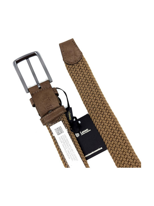 Elastische Herren Gürtel Leder Gestrickt Tabac LGD-162/A Tan