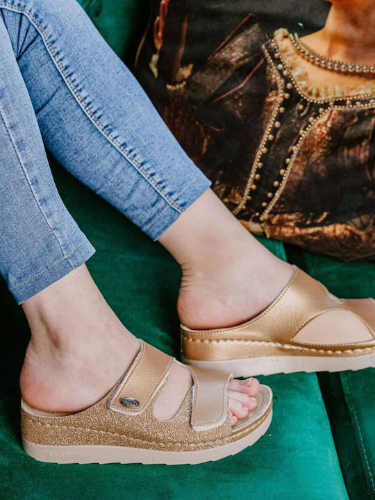 Anatomische Damenplattformen in Stil Pantoffeln Beige