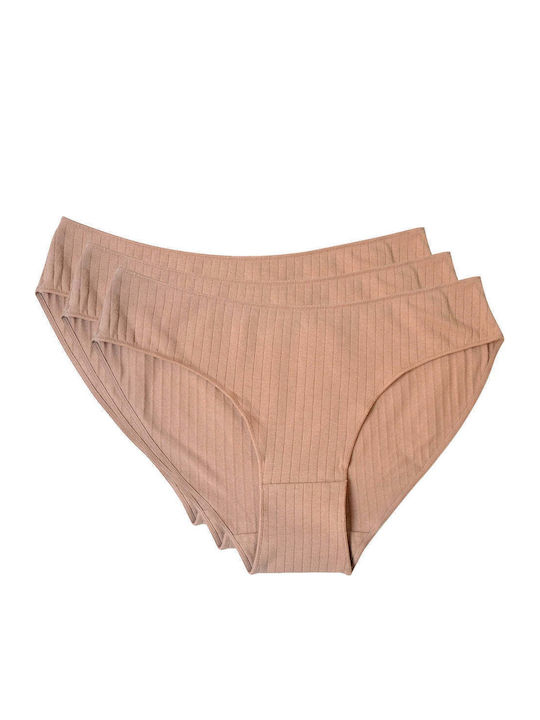 Baumwolle Damen-Slips 3er Pack Beige