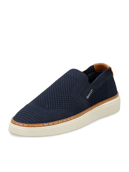 Leder Herren Slip-Ons Blau
