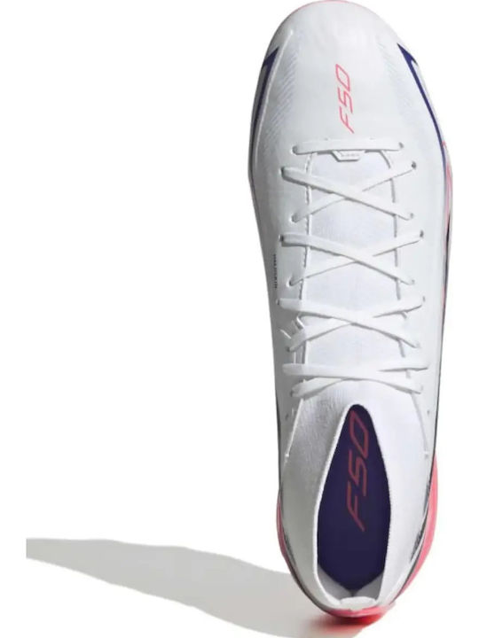 adidas F50 Hyperfast League Mid FG White Football Shoes with Cleats