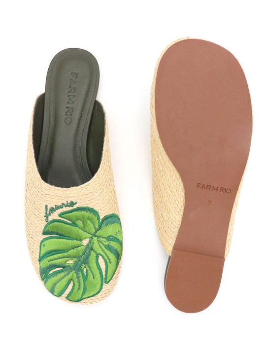 Pantofi Mules De Piele Cu Toc Bej