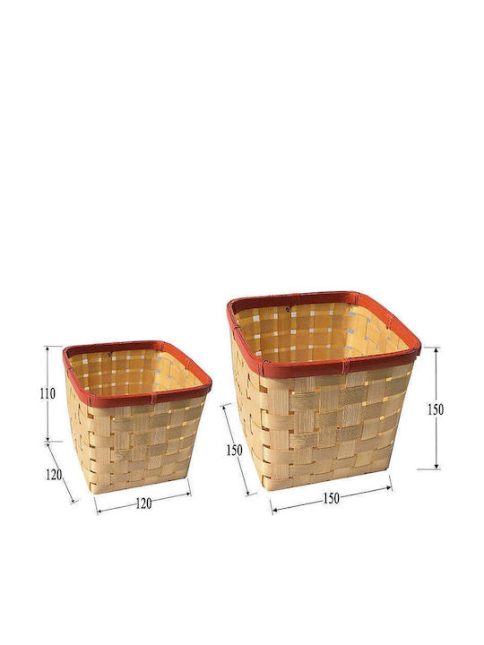 SteweHome Bamboo Multicolour Storage Basket 6lt 2 Pieces