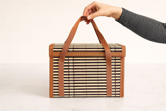 SteweHome Aufbewahrungskorb Bamboo mit Deckel Mehrfarbig 30x20x19cm