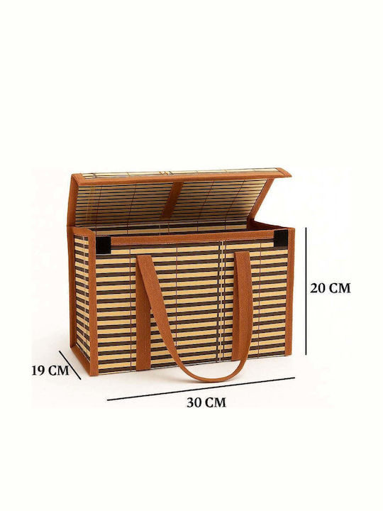SteweHome Καλάθι Αποθήκευσης Bamboo με Καπάκι Πολύχρωμο 30x20x19cm