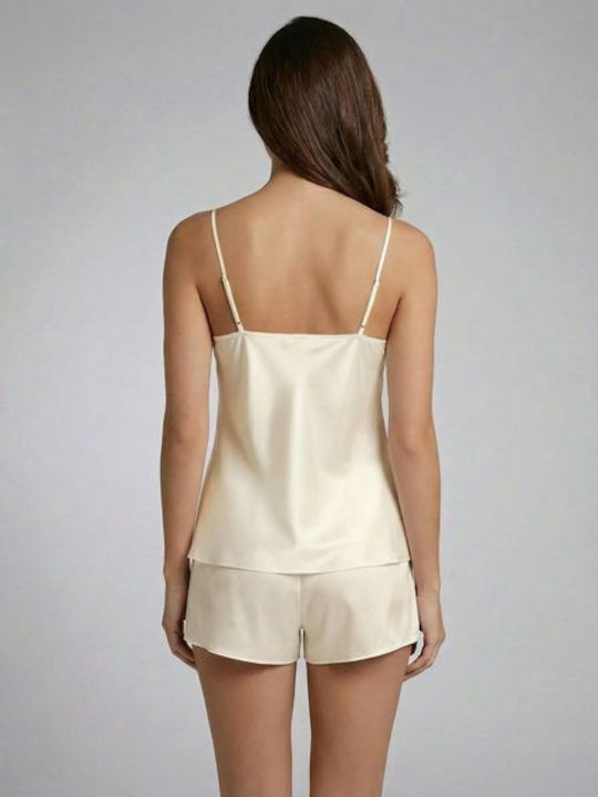 Milena by Paris Summer Women's Robe with Ecru Pajamas 004209_5379-Ivory