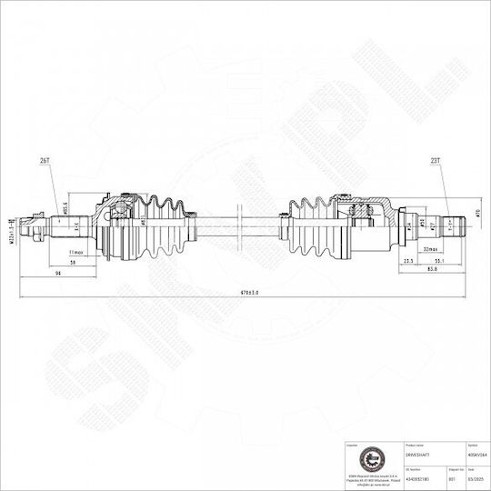 Ημιαξόνιο Toyota Yaris Εμπρός Αριστερό 4342052180