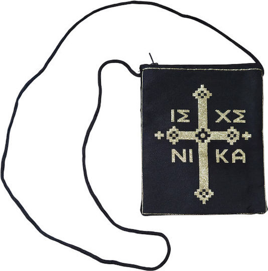 Μαυρο Denim Τσαντακι Ευχη Του Χριστου 17 X 13.5 Cm