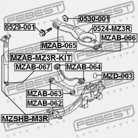 Δακτύλιος Πίσω Ράβδου Πρόσδεσης Mazda 3 Bk 2003-2006 Eu Bp4k-28-c10b