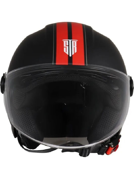 STR GP2 Black / Red Matt Κράνος Μηχανής Jet ECE 22.06 με Sunvisor