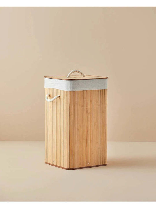 SteweHome Collapsible Bamboo Laundry Basket Beige
