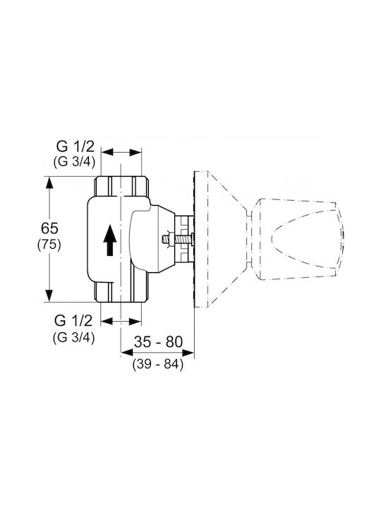 Ideal Standard Μίκτης Μπαταρίας Εντοιχισμού για Ντουζιέρα 2 Εξόδων Ασημί