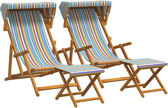 vidaXL Wooden Outdoor Chair Multicolour with Cushion 4 Pieces 67.5x113x103cm