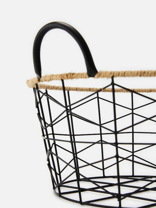 SteweHome Διακοσμητικό Καλάθι Μεταλλικό Μαύρο 34x48x23εκ.