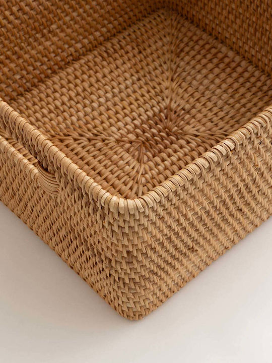 SteweHome Διακοσμητικό Καλάθι Ψάθινο Μπεζ 30x28x16εκ.
