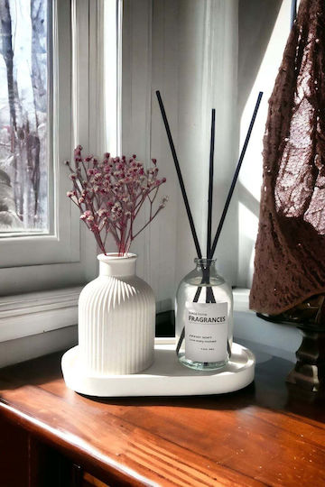 SteweHome Set of Wicker White Vases 24x24xH10cm