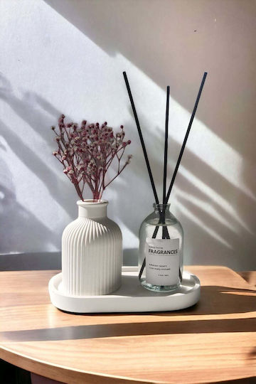 SteweHome Set Wicker Decorative Vases White 24x24xH10cm