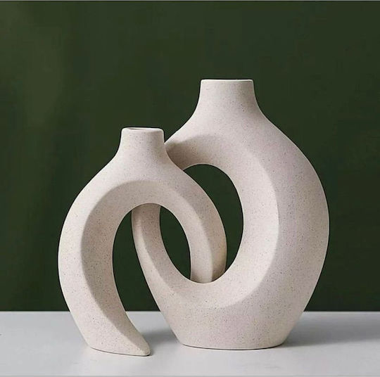 SteweHome Set Decorative White Ceramic Vases