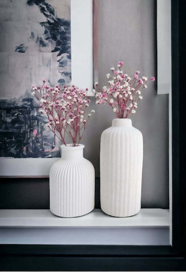 SteweHome Set Decorative Vases Concrete White