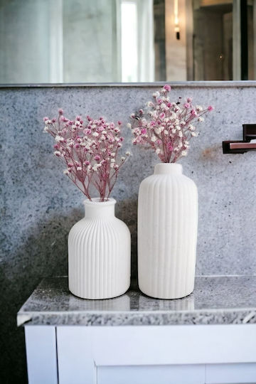 SteweHome Set Decorative Vases Concrete White