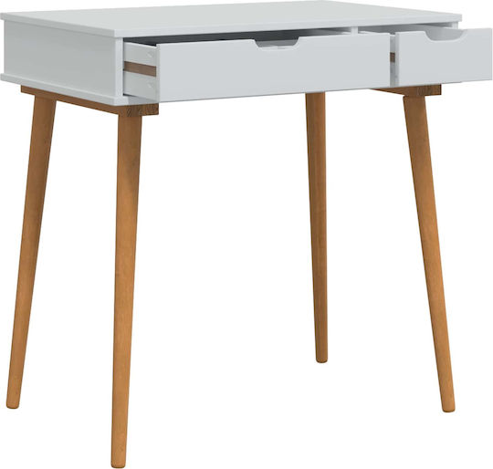 Floor-standing Makeup Dressing Table from Solid Wood White with Mirror 76x50x103.5cm