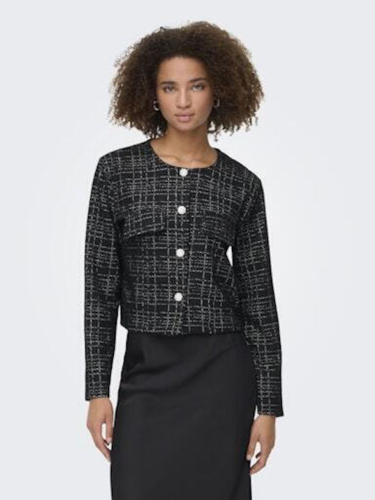 Long Women's Cardigan with Buttons in Black Colour