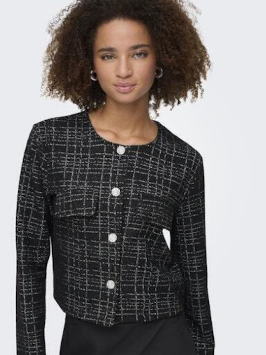 Long Women's Cardigan with Buttons in Black Colour
