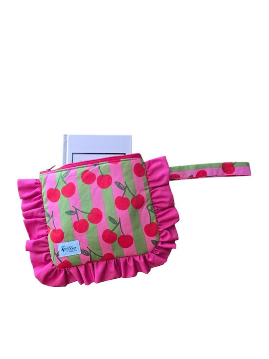Handgemachter Kulturbeutel Mit Frucht Frucht Kirschen Grün Fuchsia Handgemachter Kulturbeutel Mit Frucht Frucht Kirschen Grün Fuchsia