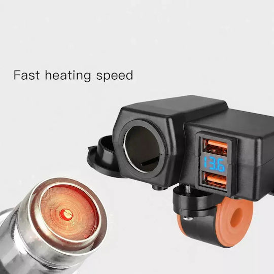 Water Resistant Motorcycle Charger Fast Charging with Voltometer