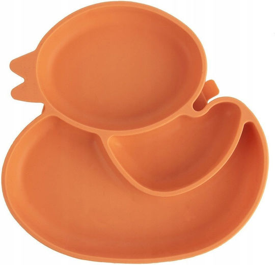 Children's Food Plate Made of Orange Silicone